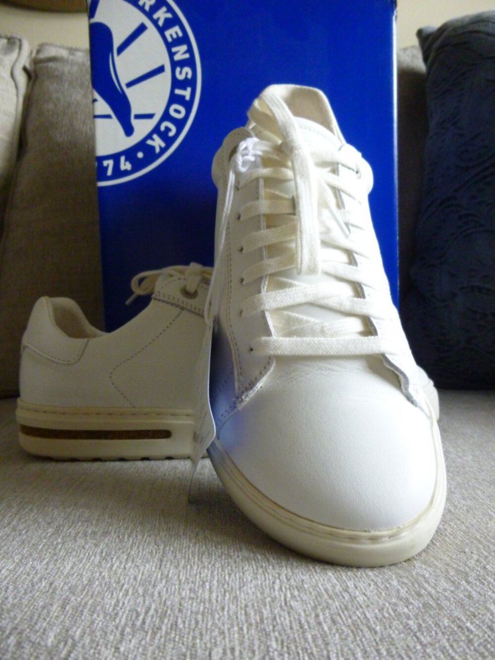 Womens BIRKENSTOCK 'Bend Low' White Leather Sneakers Size 38/8 Medium